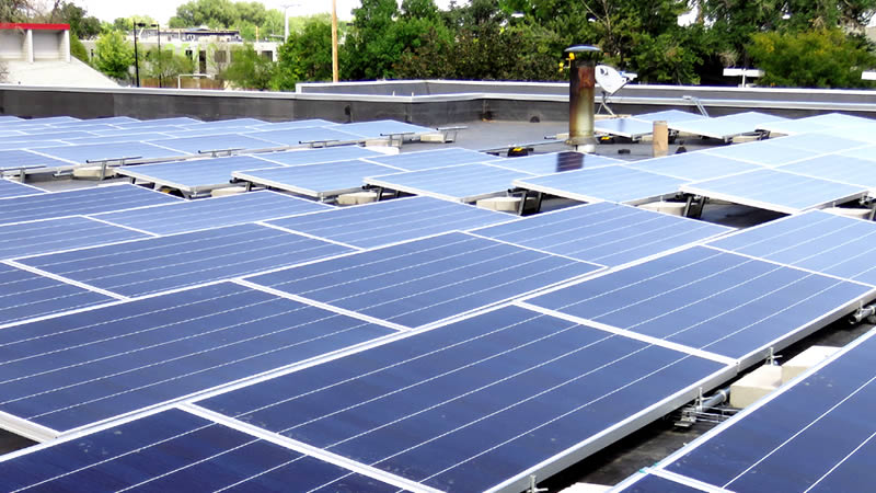 Commercial solar panel roof installation